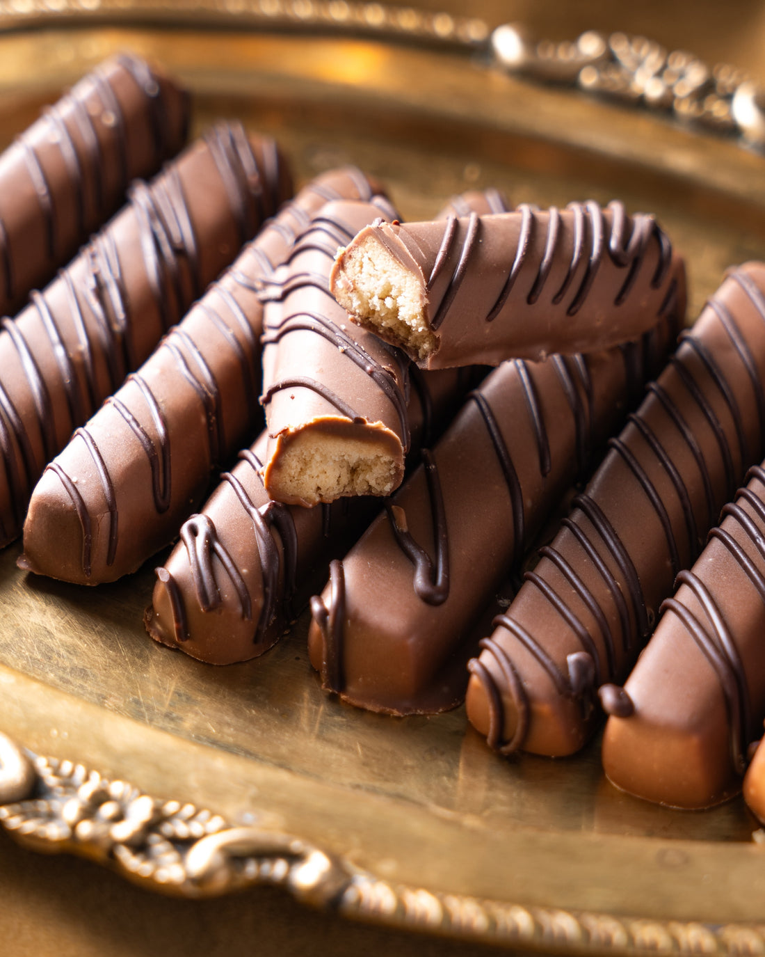 Shortbread fingers covered in chocolate