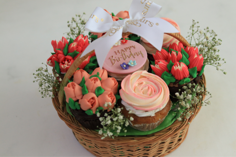 Floral Cupcake Basket